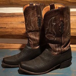 Lucchese Sanded Sharkskin & Leather Cowboy Boots